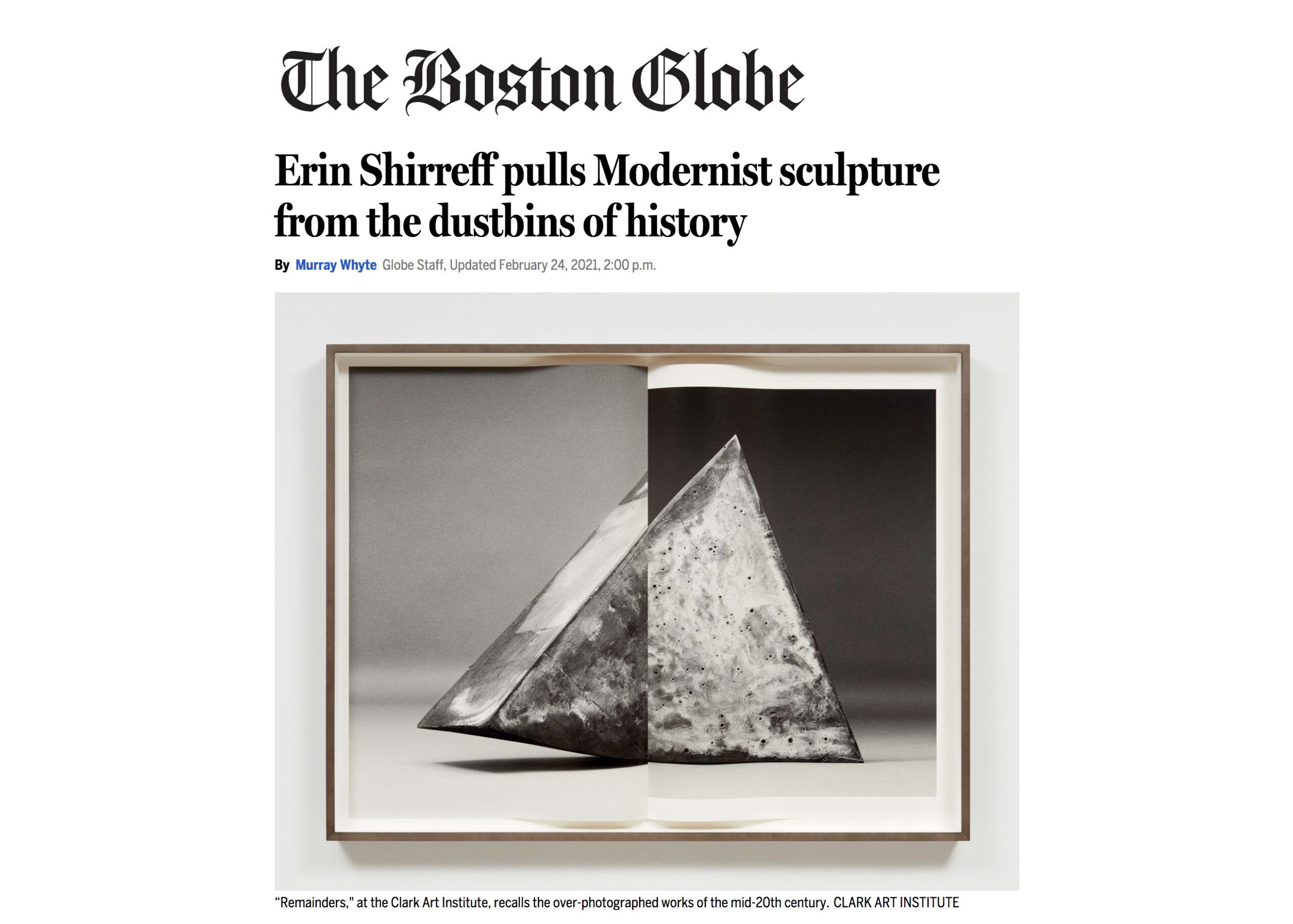 Erin Shirreff’s exhibition reviewed in The Boston Globe